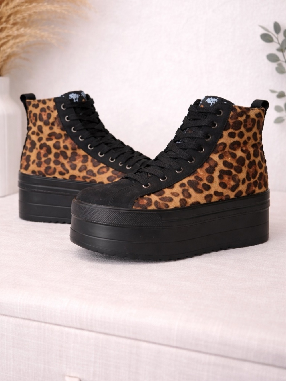 Leopard Print Platform Sneakers – Chunky Black Sole